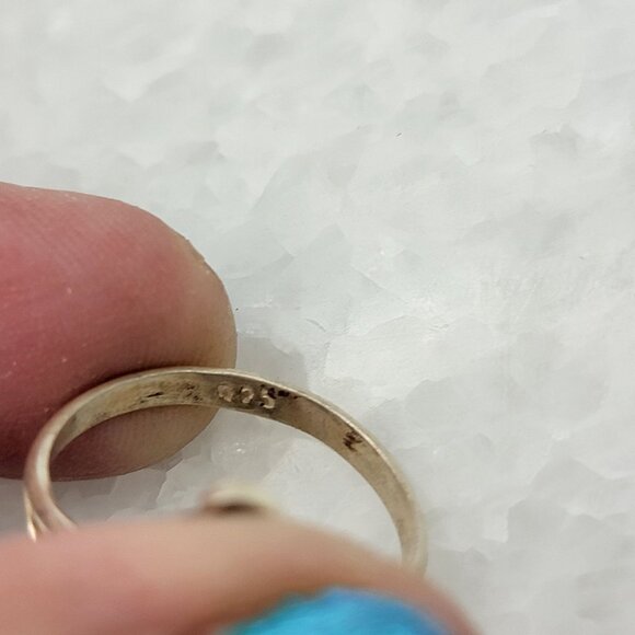 925 Sterling Silver Coral Ring 6.5 - Picture 6 of 6